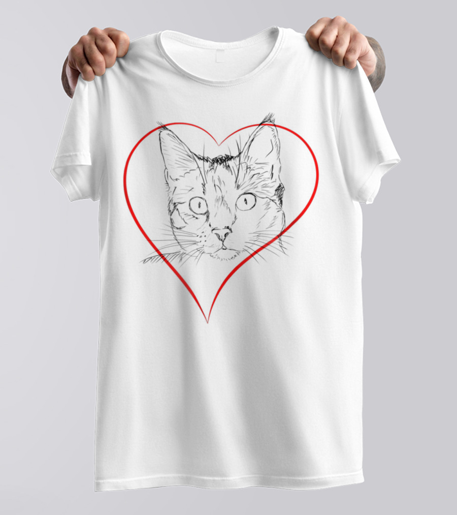 Cats Funny Cat Love Kitten Cat Mom And Cat Dad Heart Shape T-Shirt