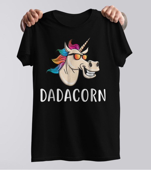 Dadacorn Unicorn Dad Funny Cool With Sunglasses And Colorful Mane T-Shirt