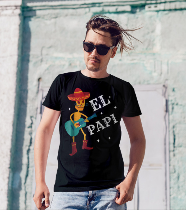El Papi Cinco De Mayo Skeleton With Sombrero And Guitar Birthday 62 T-Shirt