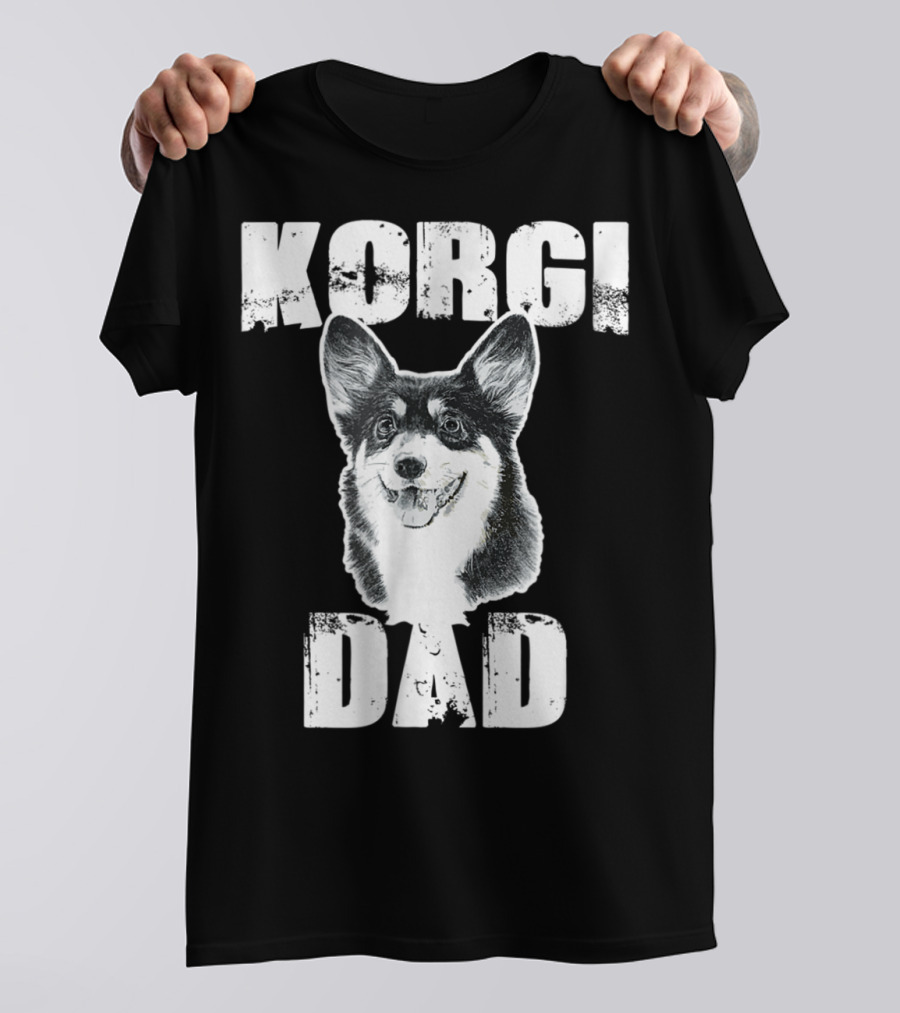 Korgi Dad Black White Fur Father Of Pup 15 T-Shirt
