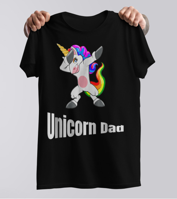 Dabbing Unicorn Dad Rainbow Birthday T-Shirt