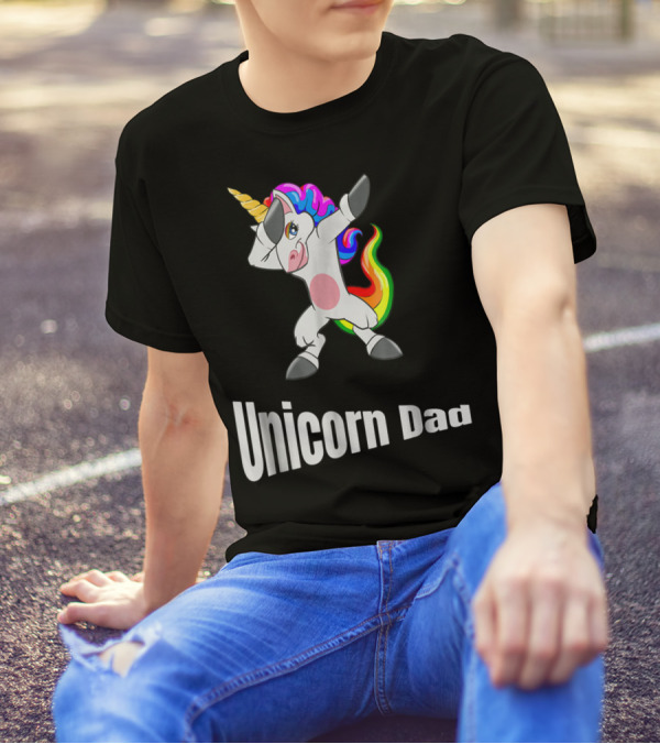 Dabbing Unicorn Dad Rainbow Birthday T-Shirt