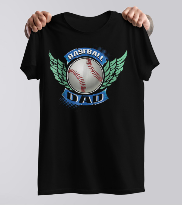 Baseball Dad With Winged Baseball T-Shirt