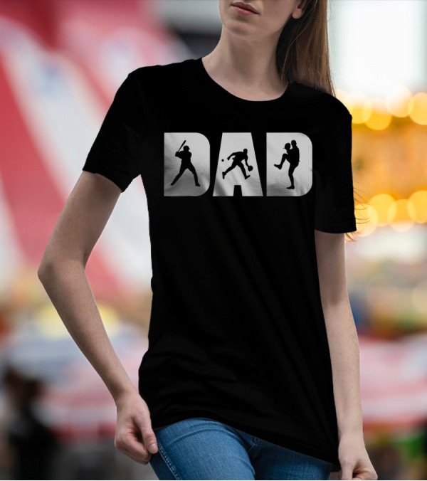Dad Baseball Silhouettes Father's Birthday T-Shirt