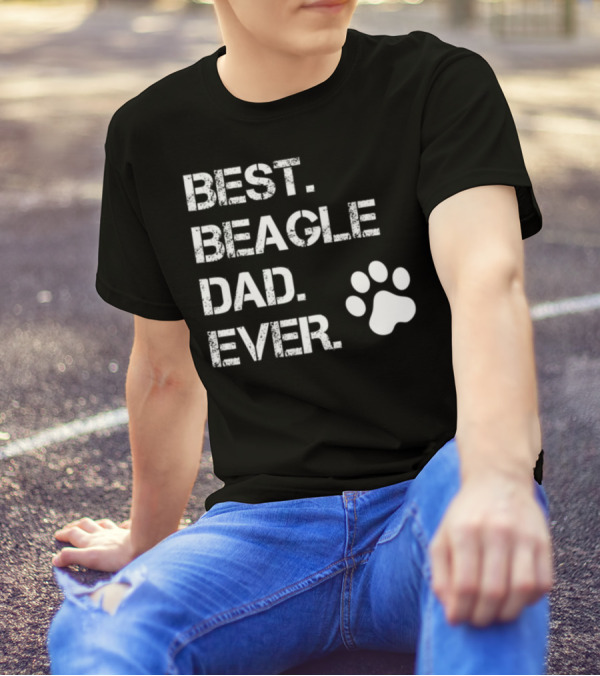 Best Beagle Dad Ever Dog Animal Lover Paw Prints T-Shirt