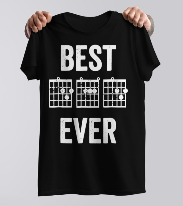 Best Dad Ever Music Chords Bold Condensed73 Guitar Diagrams T-Shirt