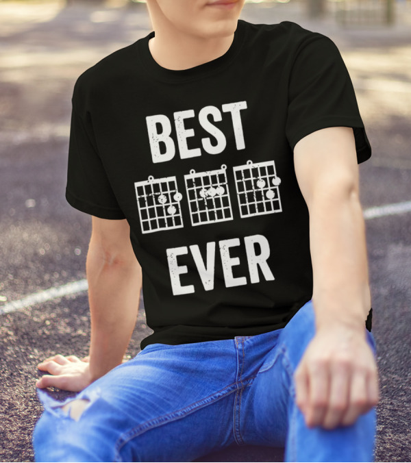 Best Dad Ever Music Chords Bold Condensed73 Guitar Diagrams T-Shirt