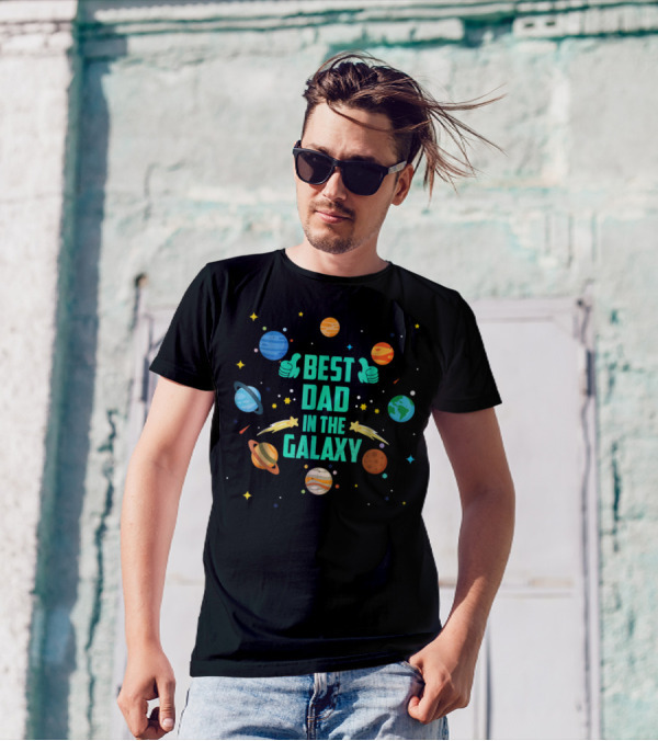 Best Dad In The Galaxy Planets And Stars T-Shirt