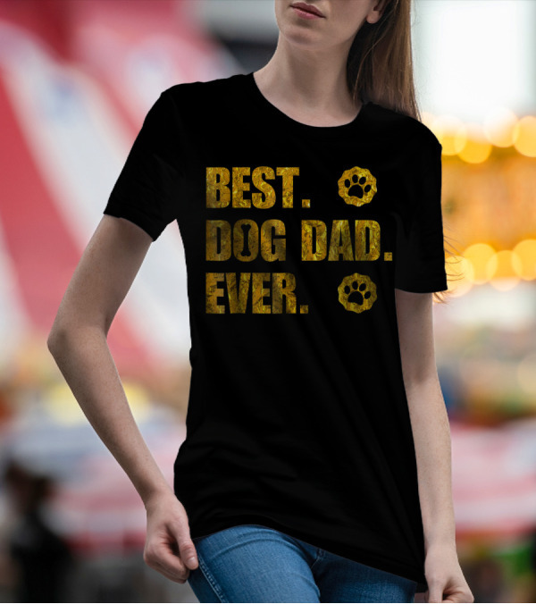 Best Dog Dad Ever Gold Paw Prints T-Shirt