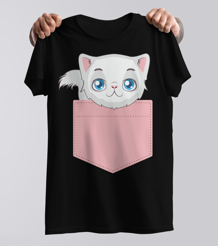 Cat In Pocket For Cat Mom Cat Dad And Cat Lovers Cute Kitty T-Shirt