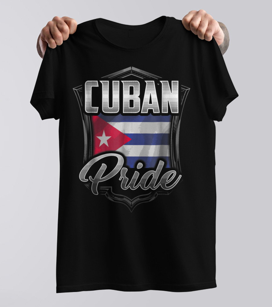 Cuban Pride Cuba Flag Shield Heritage Roots Dad Family 43 T-Shirt