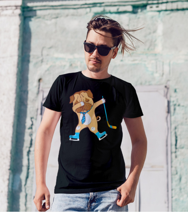 Dabbing Ice Hockey Dog Best Dad Ever Boys T-Shirt