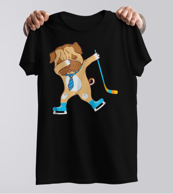 Dabbing Ice Hockey Dog Best Dad Ever Boys T-Shirt