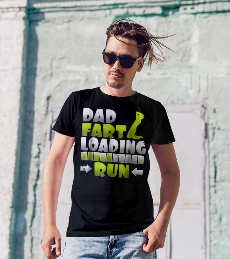 Dad Fart Loading Run Progress Bar Silhouette Arrows T-Shirt