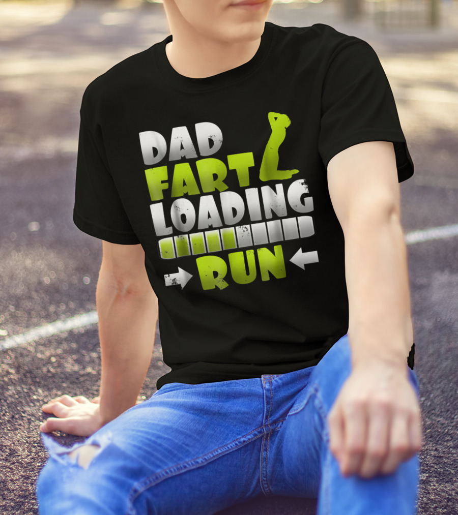 Dad Fart Loading Run Progress Bar Silhouette Arrows T-Shirt
