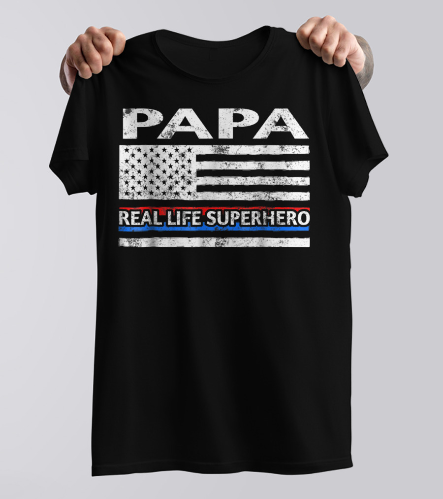 PAPA Real Life Superhero American Flag T-Shirt