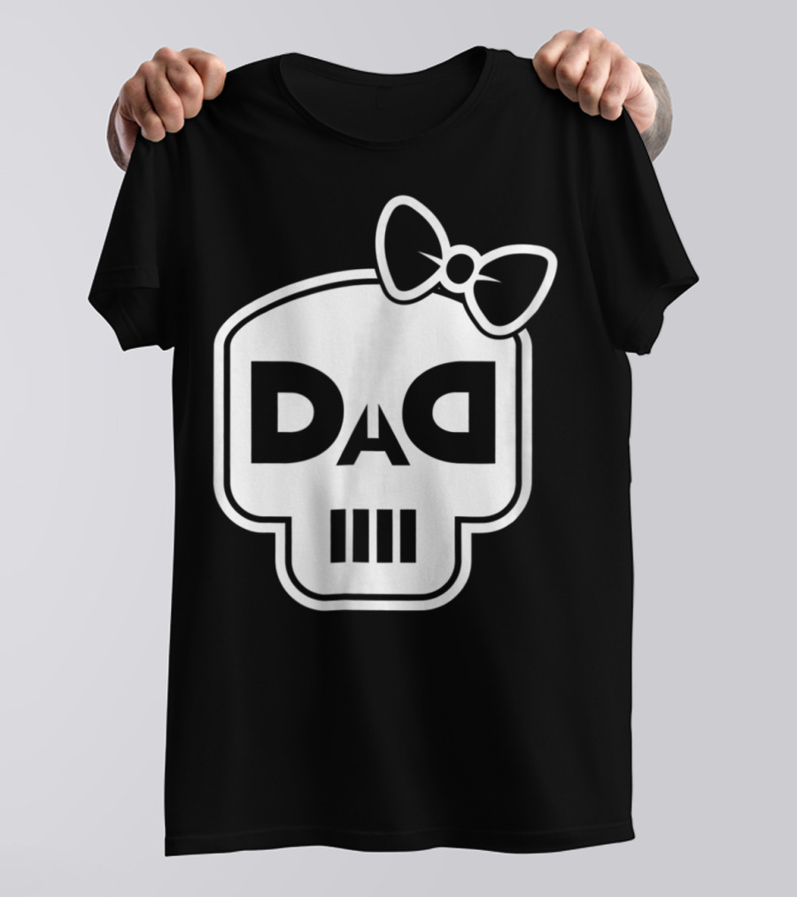 DAD White Skull Bow Rap Merch59 T-Shirt