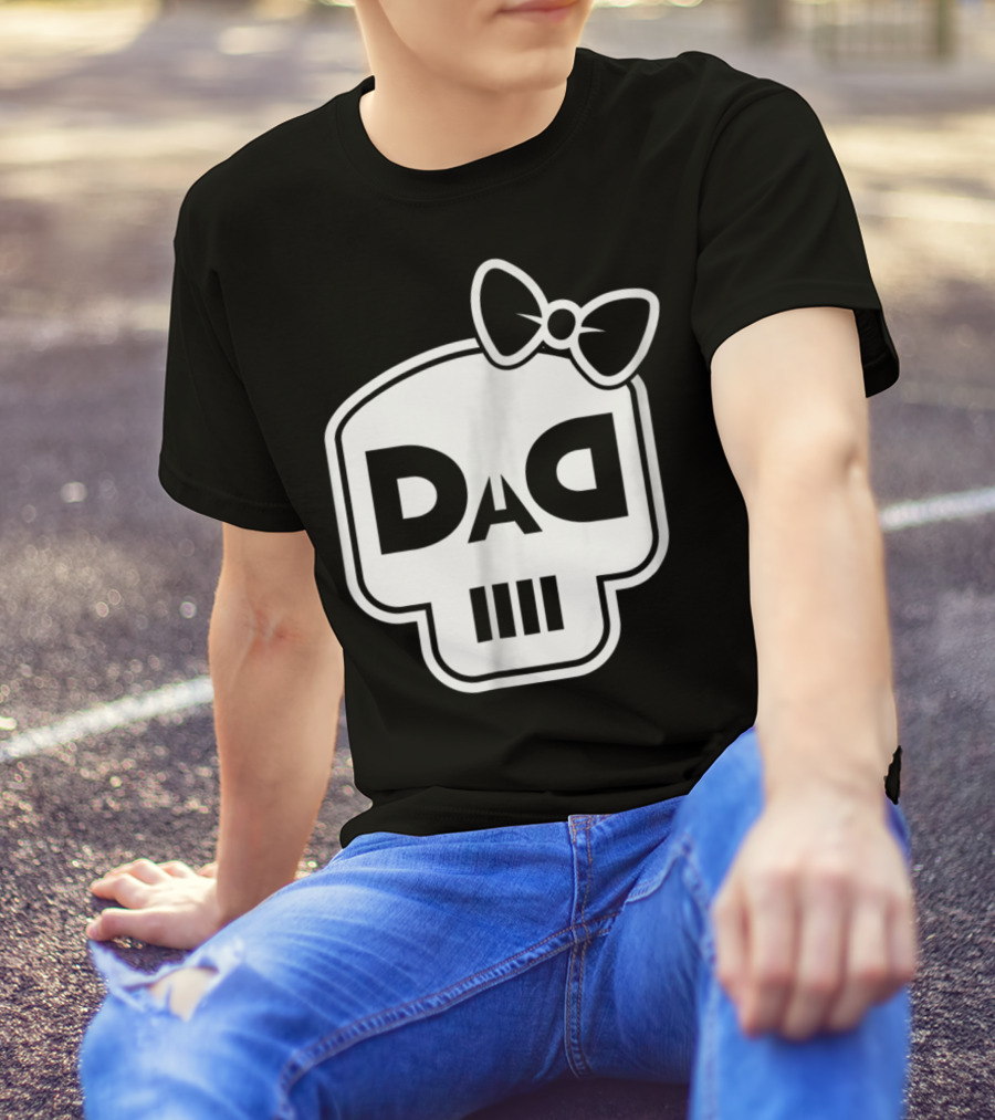 DAD White Skull Bow Rap Merch59 T-Shirt