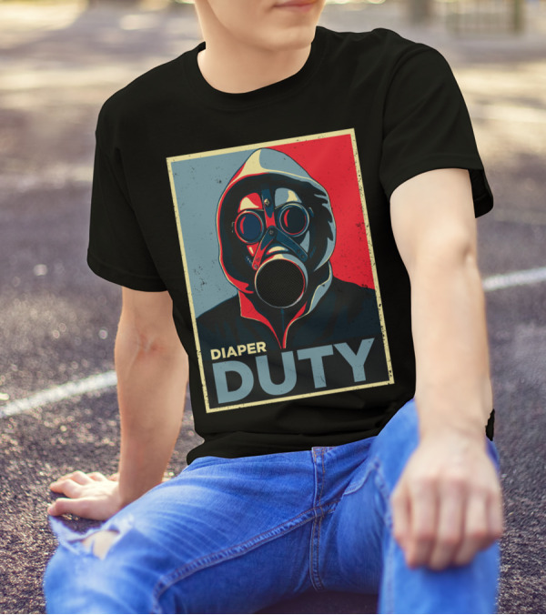 Diaper Duty Gas Mask Hoodie Art Poster Style Baby Dad24 T-Shirt