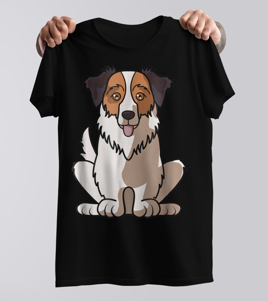 Australian Shepherd Sitting Waiting For Holidays Dad Dog T-Shirt