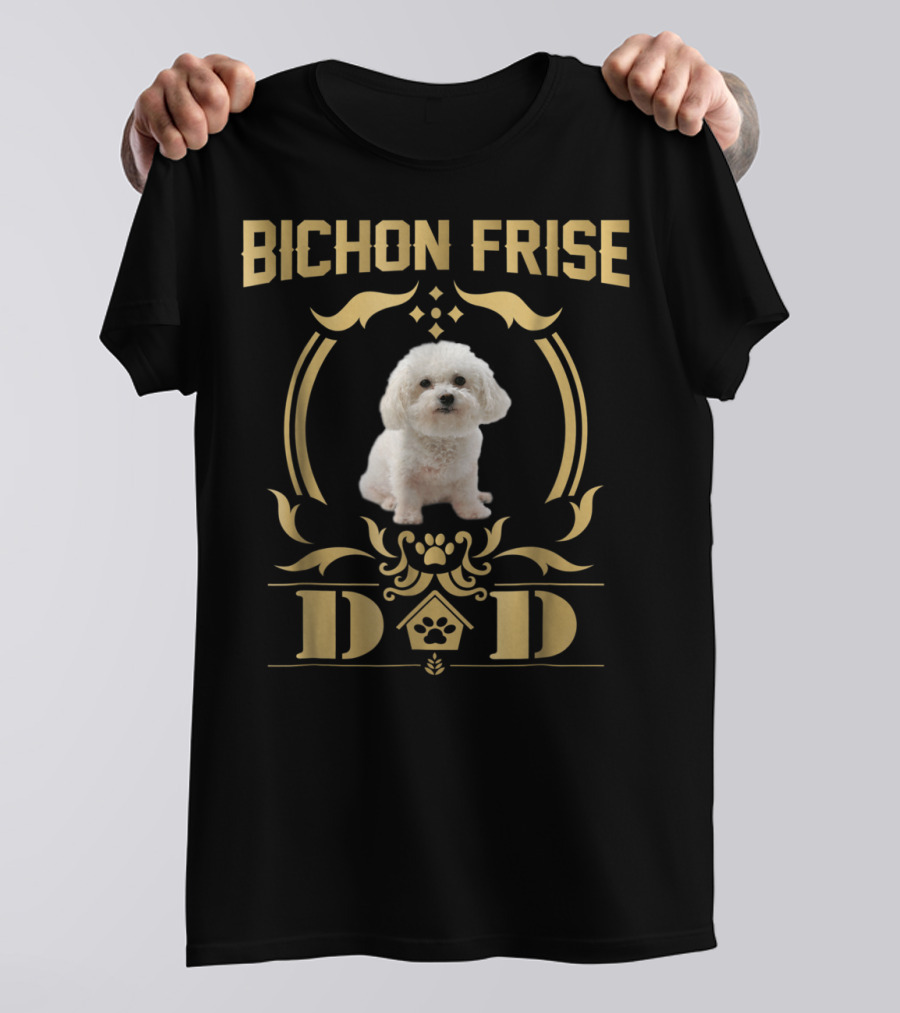 Bichon Frise Dad Paw Print Emblem T-Shirt