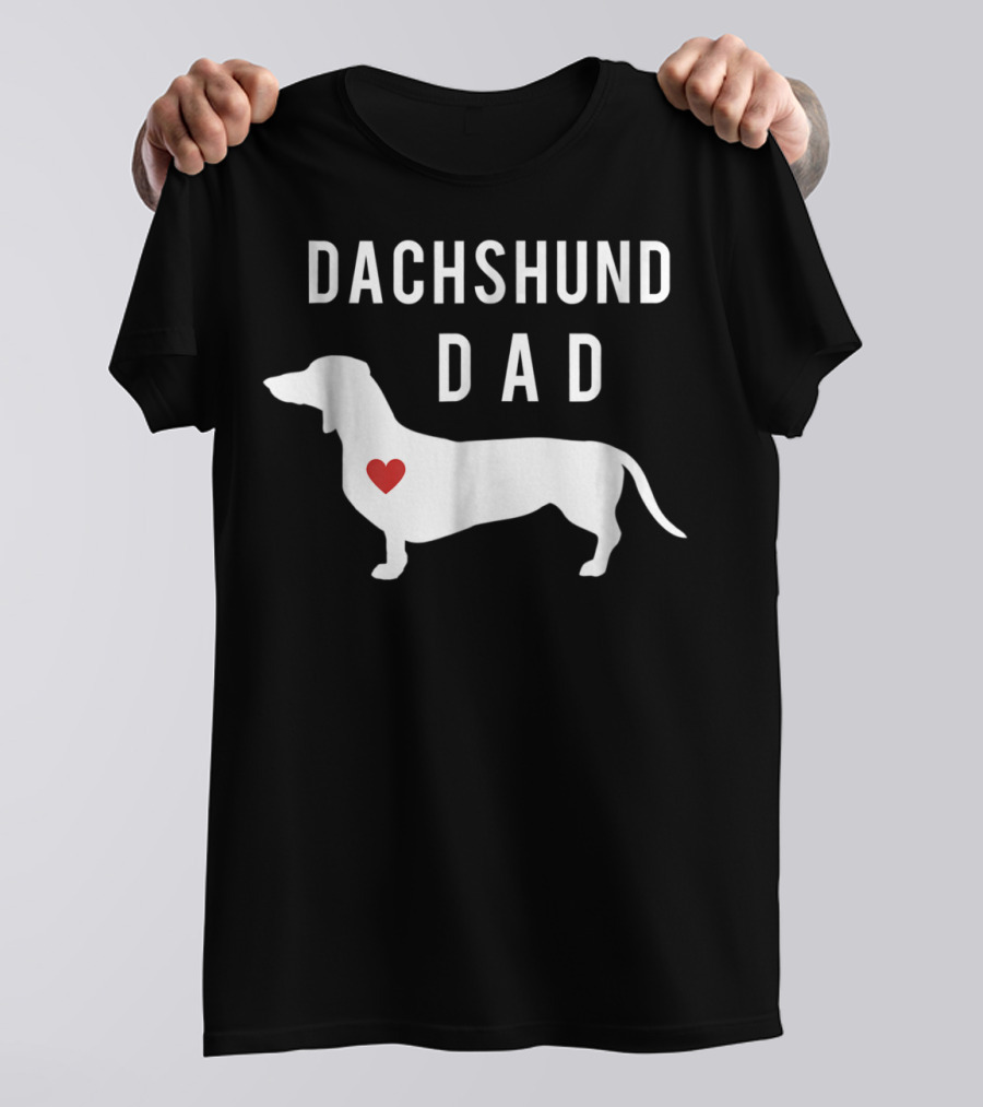 Dachshund Dad Doxie Lover With Dachshund And Heart T-Shirt