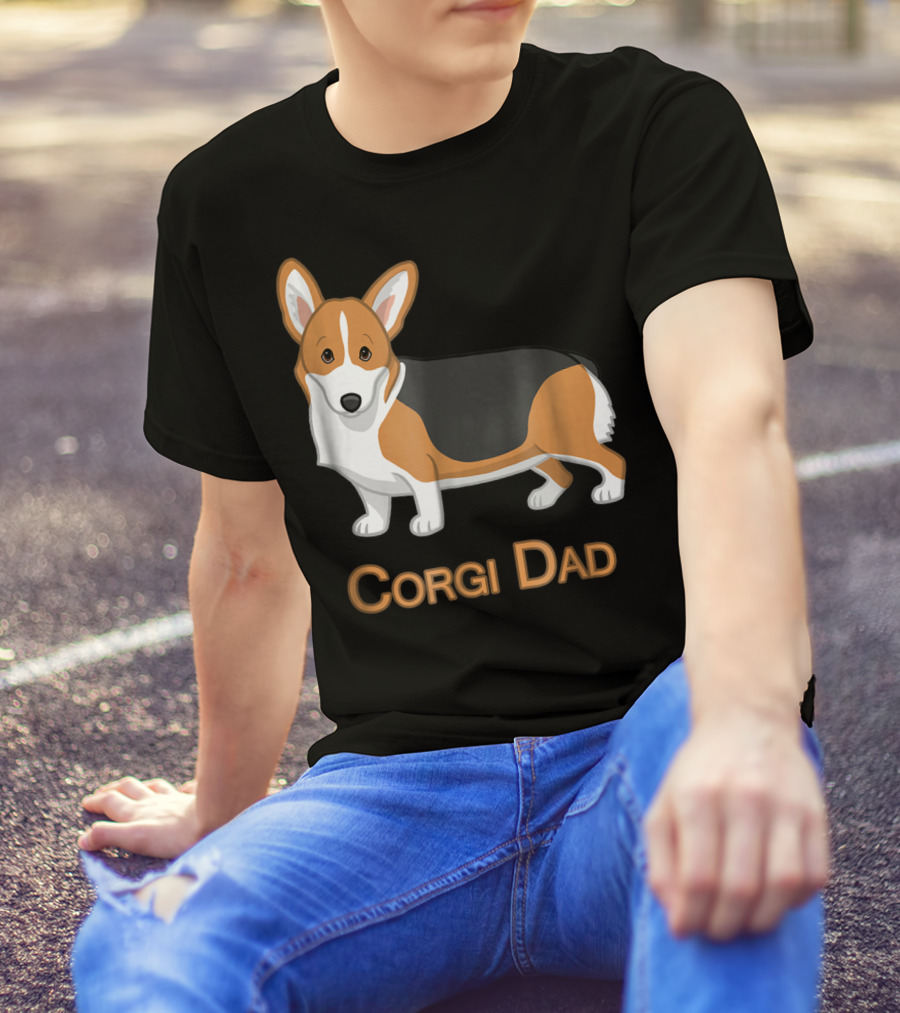 Corgi Dad Cute Red Tricolor Welsh Corgi Lovers T-Shirt