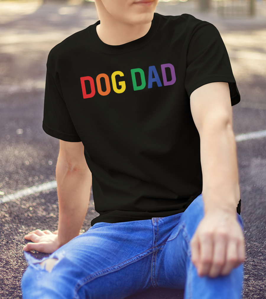 Dog Dad Rainbow Gay Pride T-Shirt