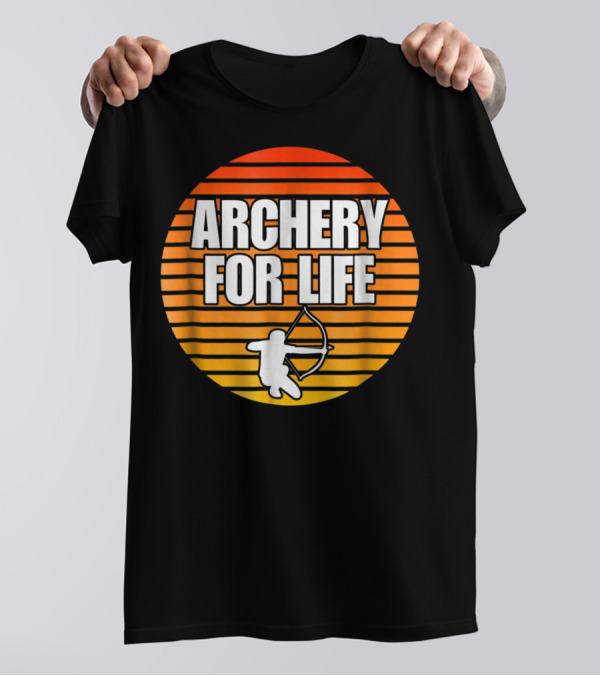 Archery For Life Sunset Silhouette Bow And Arrow T-Shirt