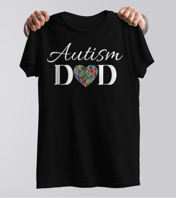 Autism Dad Heart Puzzle Piece T-Shirt