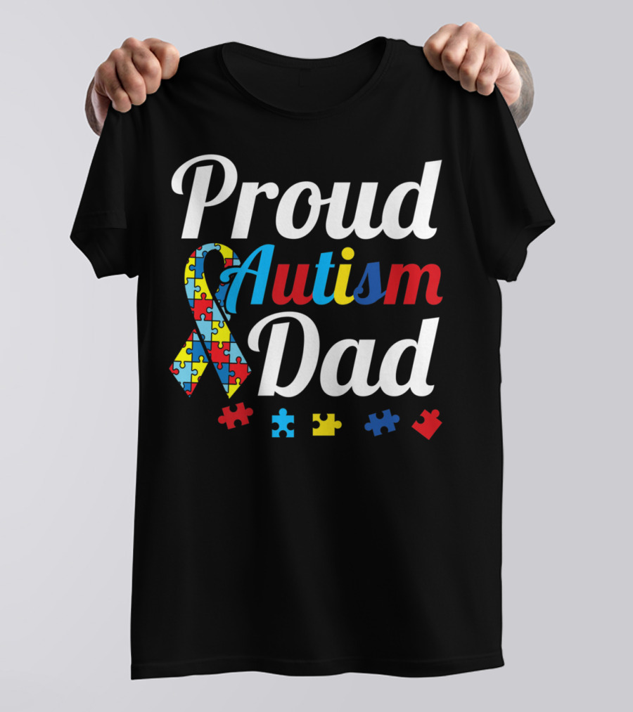 Proud Autism Dad T-Shirt With Puzzle Piece T-Shirt