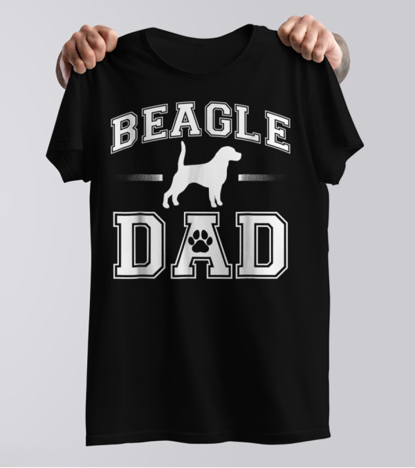 Beagle Dad Paw Print Cool Dog Dad T-Shirt