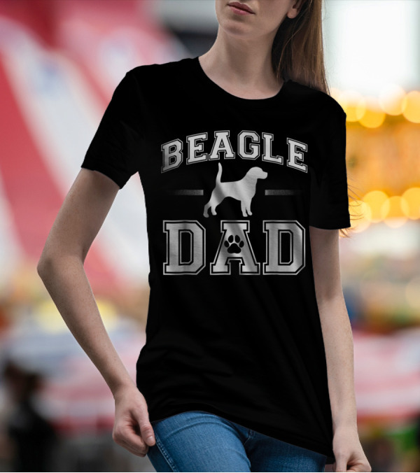 Beagle Dad Paw Print Cool Dog Dad T-Shirt