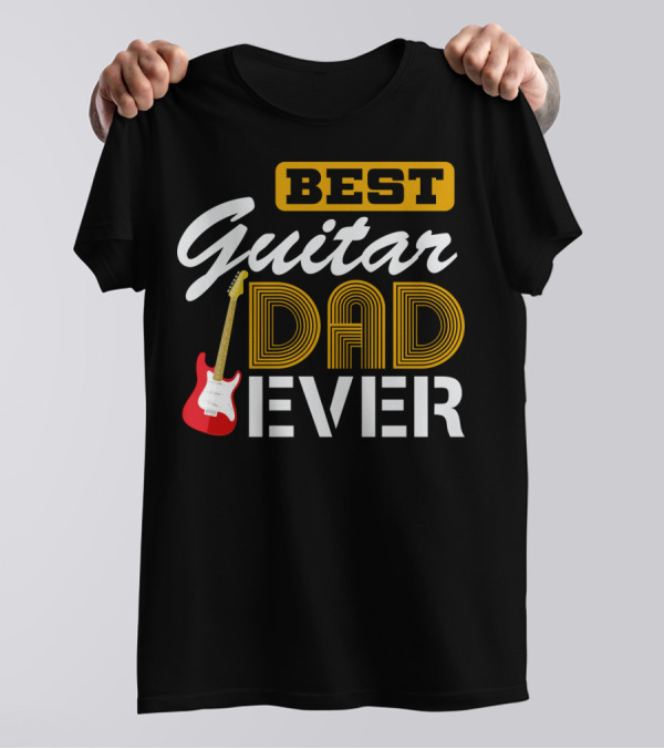 BEST Guitar Dad Ever With Red Electric Guitar T-Shirt