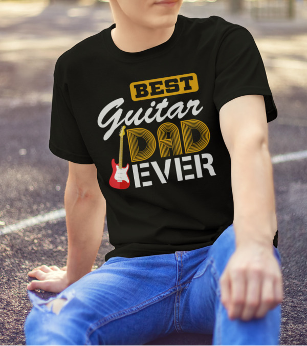 BEST Guitar Dad Ever With Red Electric Guitar T-Shirt