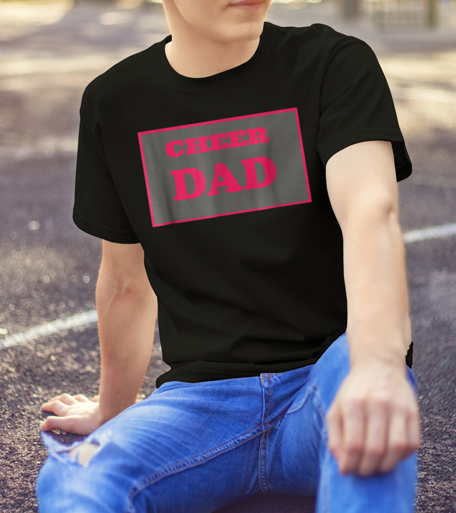CHEER DAD Pink Block Letters T-Shirt