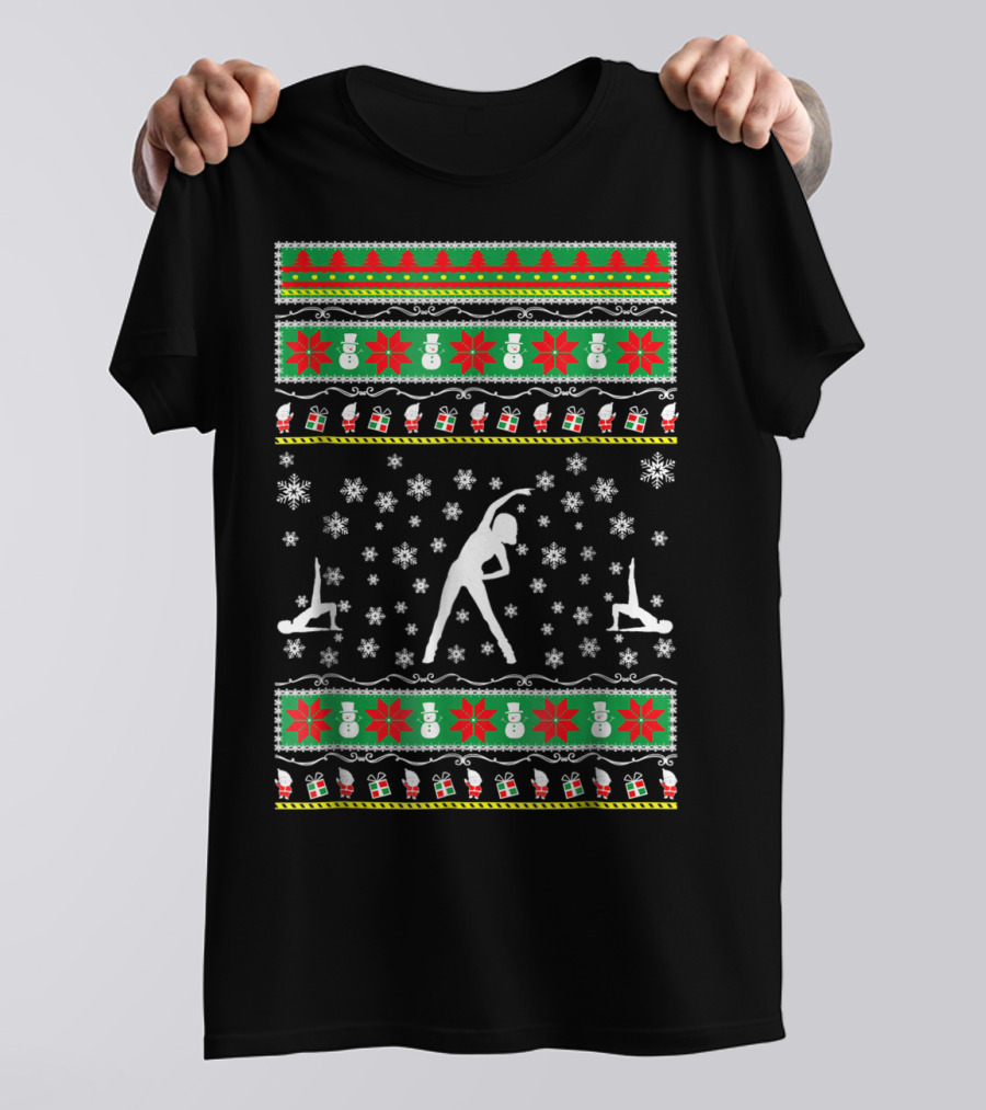 Aerobics Ugly Christmas Sweater Style Snowmen Santa Presents T-Shirt
