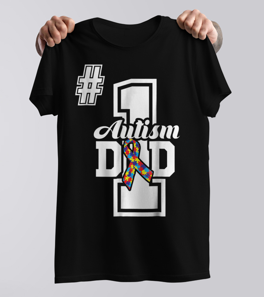 1 Autism Dad Autism Awareness Puzzle T-Shirt