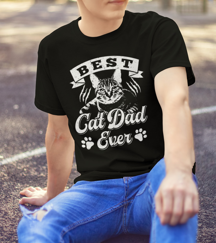 Best Cat Dad Ever Father's Shirt Awesome Cat Mens T-Shirt