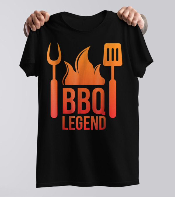 BBQ Legend Vintage Hot Barbecue Grill Grilling Dad Flame Fork Spatula T-Shirt