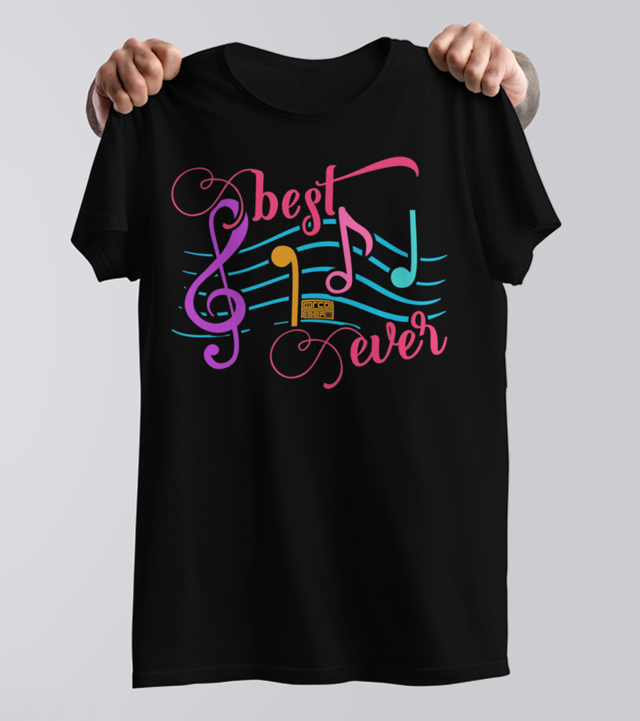 Best Dad Ever Music Notes Musical Papa Treble Clef Colorful T-Shirt