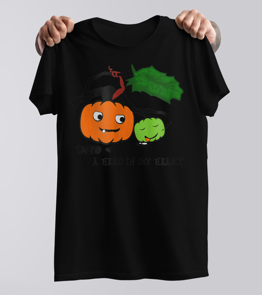 Dad A Hero In My Heart Pumpkin Halloween T-Shirt