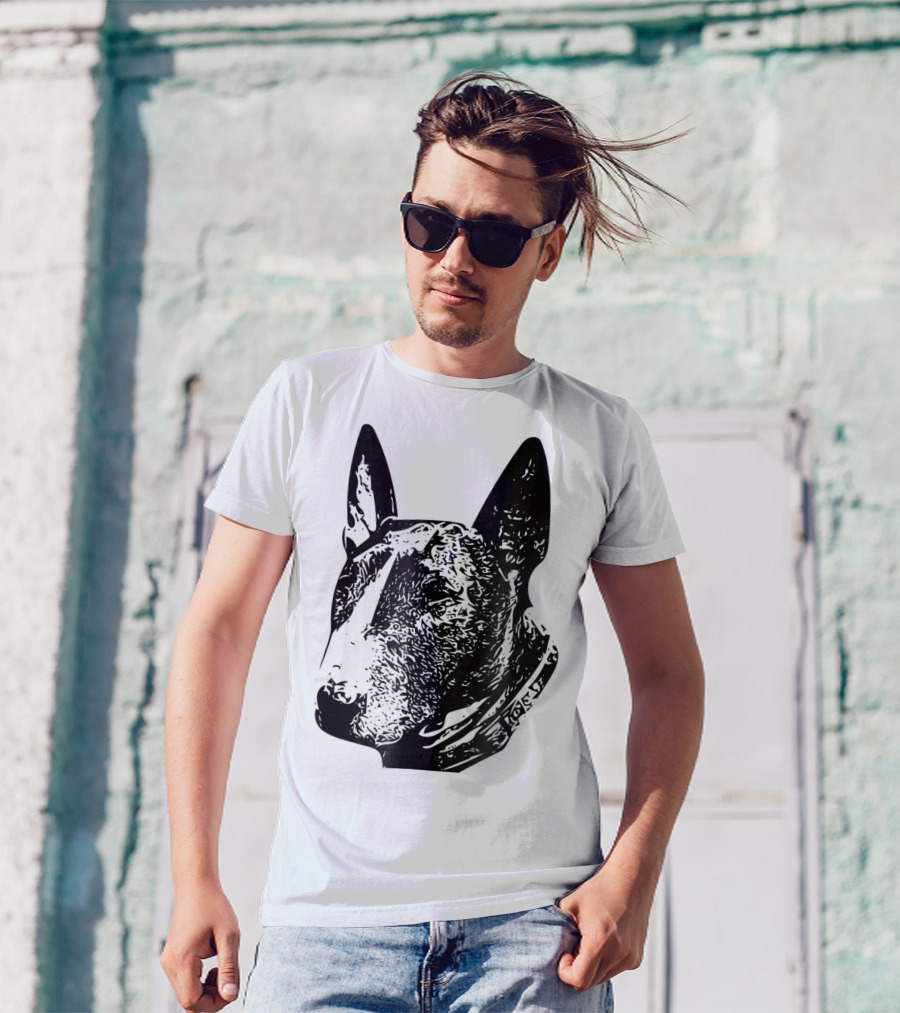 Brindle Bull Terrier Dog Mom Or Dad Head T-Shirt