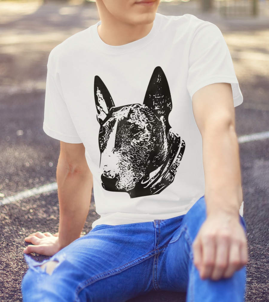 Brindle Bull Terrier Dog Mom Or Dad Head T-Shirt