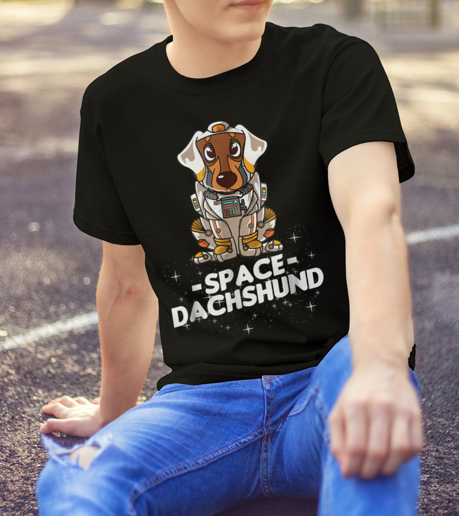 Space Dachshund In Christmas Suit T-Shirt
