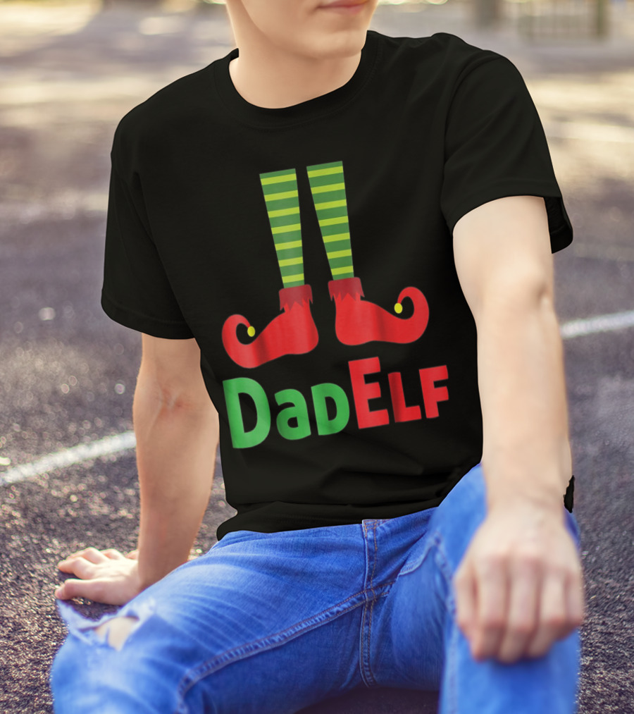 Dad Elf Christmas Family Matching Pajama Party T-Shirt
