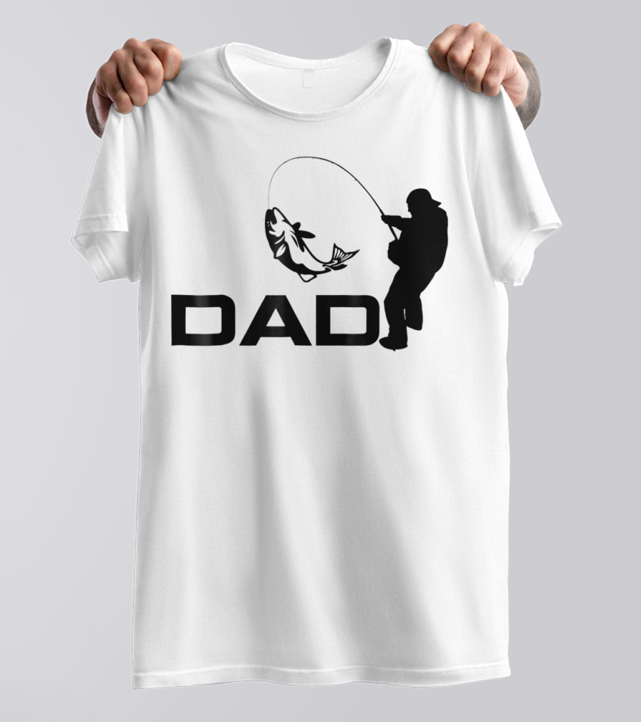 Dad Fishing Fisherman Silhouette Catching Fish 031 T-Shirt