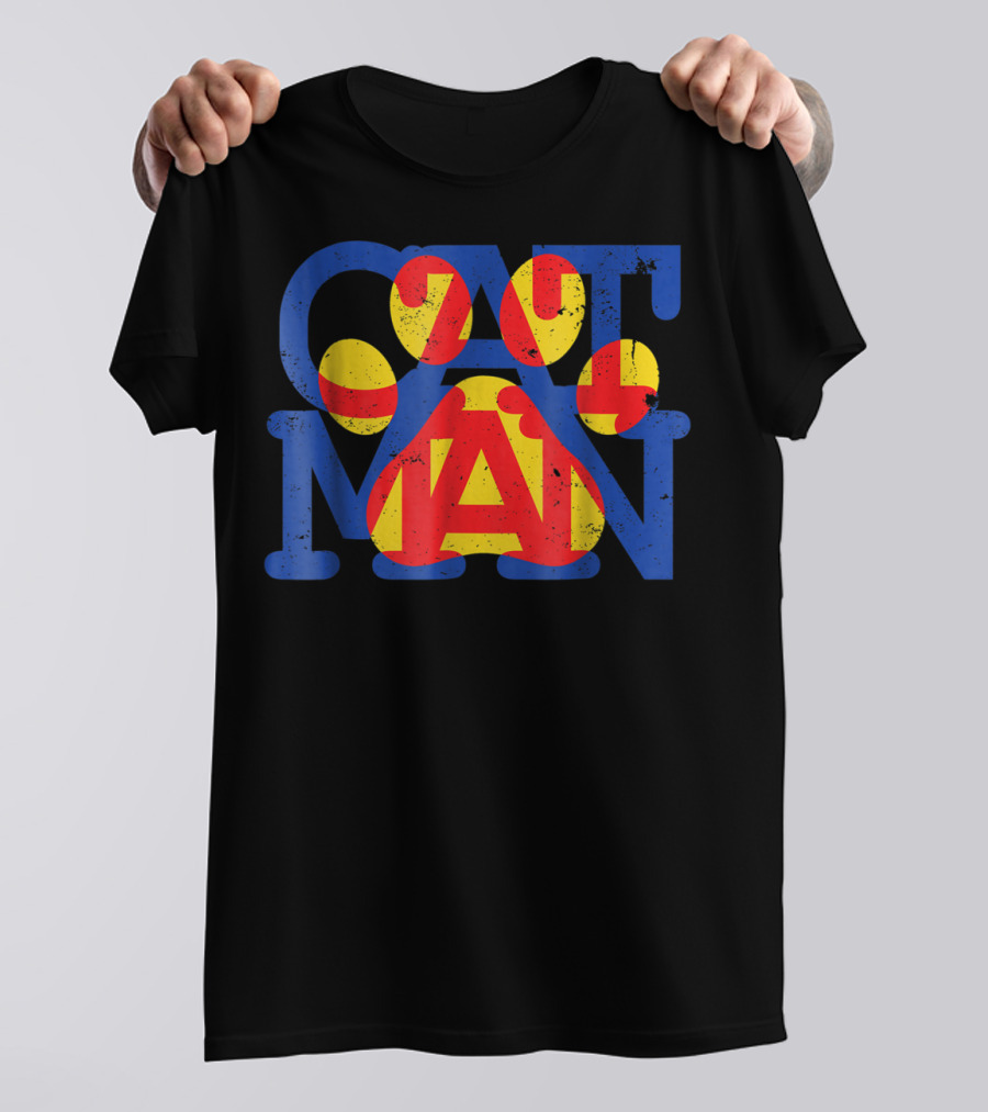 Cat Man Paw Print Graphic Cat Dad21 T-Shirt