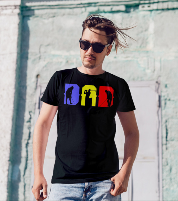 DAD COOL GOLF SILHOUETTE BLUE YELLOW RED T-Shirt
