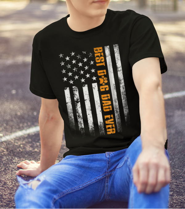 Best Dog Dad Ever American Flag Patriotic Tees83 T-Shirt